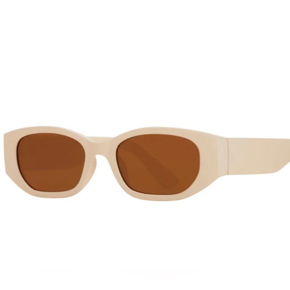 Blue Planet Unisex Cream Retro Brown Lens Taj Polarized Rectangle Sunglasses - Picture 2 of 15